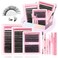 YIDUO Eyelash Extension Kit with 2X BondSeal 1020mm 60D80D100D Volume 3D Lash Clusters Kit 3 Styles 760Pcs Wispy Natural Soft DIY Individual Lash Clusters Kit Box for Beginners