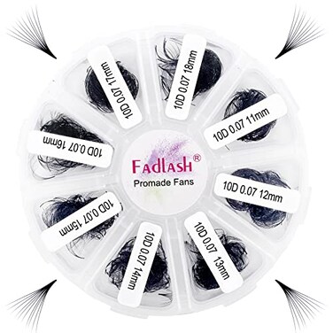 FADLASH Lash Extension 1000 FansTray Mixed Premade Fans Eyelash Extensions D Curl Promades Eyelash Volume Lash Extensions Loose Fans Pre Made Volume Lashes Pointed Base 10D007D 1118mm
