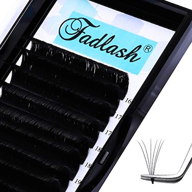 FADLASH Eyelash Extension Supplies Easy Fanning Lashes 007 DD Curl 1622mm Mixed Tray Matte Black Self Fanning Volume Lash Extensions 007DD 1622mm Mix