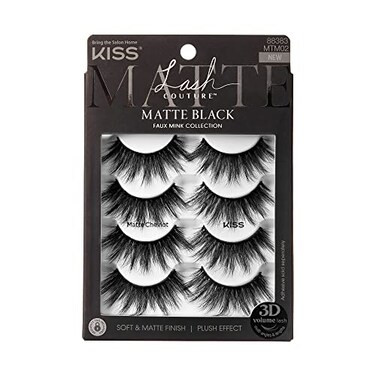 Kiss Matte Black False Eyelashes Matte Cheviot 18mm20mm Includes 4 Pairs Of Lashes Easy to Apply Reusable Lash Clusters
