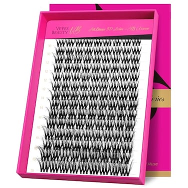 VEYESBEAUTY Lash Clusters Fluffy Individual Lash Extensions VBmuse 3D Layered Volume Eyelashes Thin Invisible Band Wispy Faux Mink Lash Silk Bloom 3D Series Mixed Length 1018mm