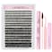 LAUBESS LASH Lash Extension Kit 300 Pcs Lash Clusters Kit Lash Bond and Seal Waterproof DIY Lash Extension Kit Lash Remover Eyelash Brush Lash Tweezers Eyelash Extension Kit Set 20D40D50D007C816Mix