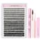LAUBESS LASH Lash Extension Kit 300 Pcs Lash Clusters Kit Lash Bond and Seal Waterproof DIY Lash Extension Kit Lash Remover Eyelash Brush Lash Tweezers Eyelash Extension Kit Set 20D40D50D007C816Mix