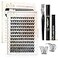 BEFER BEAUTY BEFER Lash Clusters Kit 144 Pcs D Curl Eyelash Clusters Volume Individual Lashes Extensions Bond and Seal Gentle Remover 1016MM Wispy Eyelash with Tweezers DIY At HomeRadiance FD03 Kit