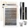 BEFER BEAUTY BEFER Lash Clusters Kit 144 Pcs D Curl Eyelash Clusters Volume Individual Lashes Extensions Bond and Seal Gentle Remover 1016MM Wispy Eyelash with Tweezers DIY At HomeRadiance FD03 Kit