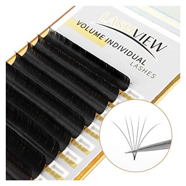 LASHVIEW 007 Thickness C Curl 815mm Mixed Tray Volume Faux Eyelash Extensions Silk Individual Lash Extensions Pure Korean Silk lashes Soft Application for Professional Salon Use