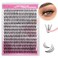 FADLASH Lash Clusters Extensions Large Tray Individual Lashes Natural Soft 20D D Cur Natural Long Black Faux Mink Volume Lash Extensions Reusable Artificial Eyelashes 20D007D 15mm