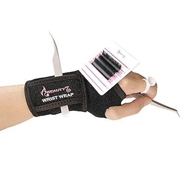 Beauty7 Eyelash Extension Holder Kit Plate Eyelashes Hand Stand Lash Organizer Pallet Base Tray with Adjustable Wrist Wrap Tweezer Professional Individual False Lashes