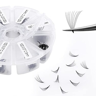 WENDY LASHES Volume Lash Extensions 10D Premade Fans Eyelash Extensions 500 PCS 007mm Thickness 916mm Mixed CD Curl Short Stem Premade Pointed Base Fans by 500PCS10D007C 916mm Mixed Tray