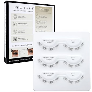Pro Lash ProWear Professionally Styled Lash Clusters Easiest to Apply Eyelash Cluster 10 Day Eyelashes Waterproof Lashes Clusters 3 Sets Classic No 01 Black