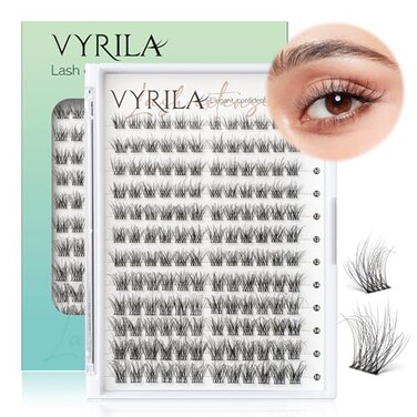 VYRILA Lash Clusters 144pcs Individual Lashes 3D Wispy Lashes Clusters 01mm Super Thin Band Resuable Natural LashesD Curl Faux Mink Lashes 005mm Lash Extension Green HushD005816mix