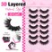 Focipeysa D Curl Lash Fluffy Volume Eyelash Thick False Eyelashes 16mm Lashes 8D Faux Mink Lash Dramatic Strip Eyelash Pack Lash that Look Like Extension 7 Pairs