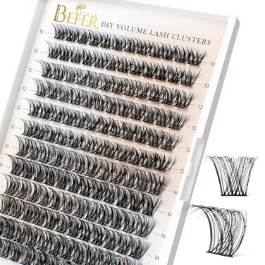 BEFER BEAUTY BEFER Lash Clusters 144 Pcs D Curl Eyelash Clusters Volume Individual Lashes Extensions 1016MM Fluffy Cluster Eyelash Wispy Cluster Lashes DIY At HomeRadianceFD03