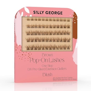 Silly George PopOn Lashes DIY 1Step PreGlued Faux Eyelash Clusters Natural Look Extensions Light Brown Blush 57 Pair Set Pack of 60 Clusters