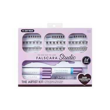 FALSCARA Studio Lash Extension Kit 54 Stackable Lash Clusters Medium Volume 10mm14mm Dark Chocolate False Eyelashes InfuseBond WaterResistant Seal BondBoost Hydro Cleanser Applicator
