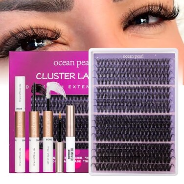Ocean Pearl Lash Clusters 320PCS 1220MM 30D40D80D100D Lash Extension Kit Lashes Clusters Eyelashes Cluster Eyelash Extensions Thick Individual Lashes Kit with Lash bondsealremovertweezer4