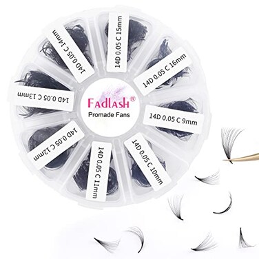 FADLASH Premade Fans Eyelash Extensions 1000pcs Promades Eyelash Volume Lash Extensions Pointed Base Loose Fans Premade Lash Extensions Fans Handmade Pre Made Volume Lashes Mix 14D005C 916mm