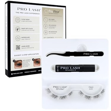 Pro Lash ProWear Mini Lash Clusters Kit Easiest to Apply Lashes 10Day Cluster Eyelash Extensions False Eyelashes Plus Adhesive and Tweezers Classic No 01 Black