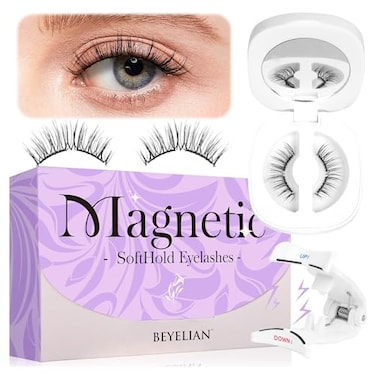 BEYELIAN Magnetic Eyelashes Natural Look Soft Magnetic Lashes with Applicator Reusable No Glue Needed False Eyelashes Easy to Wear and Remove 1 PairSME03