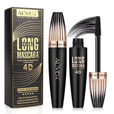YEUGSCKA 2 Pack 4D Silk Fiber Lash Mascara Waterproof Very Black Long Lasting Mascara Lengthening Lifting Multiplying Curling Natural Eyelash Primer Brush Thickening Softer Lasting All Day 2 Tube