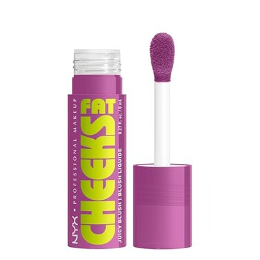NYX PROFESSIONAL MAKEUP Fat Cheeks Liquid Blush Buildable Dewy Blush with LongLasting 12HR Wear Blueberry Burst Cool Purple