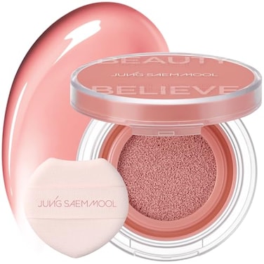JUNG SAEM MOOL Artist Cushion Blush Easy to Blend with Puff Buildable Liquid Blush for Cheeks with a Natural Dewy Finish Korean Makeup Dewy Coral Halo