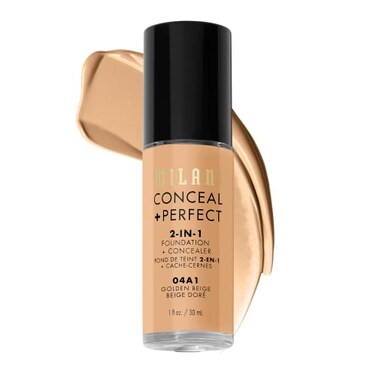 Milani Conceal Perfect 2in1 Foundation Concealer for a Flawless Complexion Under Eye Corrector Cover Redness and Imperfections Waterproof and Sweatproof 04A1Golden Beige