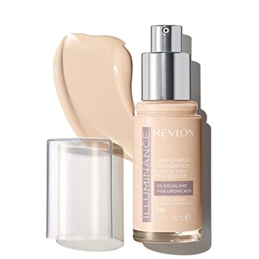 Revlon Illuminance SkinCaring Liquid Foundation Hyaluronic Acid Hydrating and Nourishing Formula with Medium Coverage 105 Cream Ivory 1 fl oz