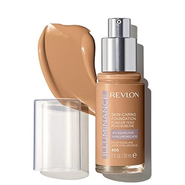 Revlon Illuminance SkinCaring Liquid Foundation Hyaluronic Acid Hydrating and Nourishing Formula with Medium Coverage 405 Hazel 1 fl oz