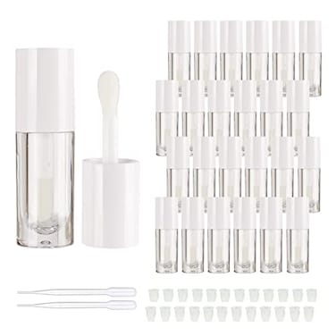 COSIDEA 14pcs Empty 6ml big doe foot wand Chunky lip gloss tubes for DIY lipglossPink round lipgloss containers tubes with thick wand White