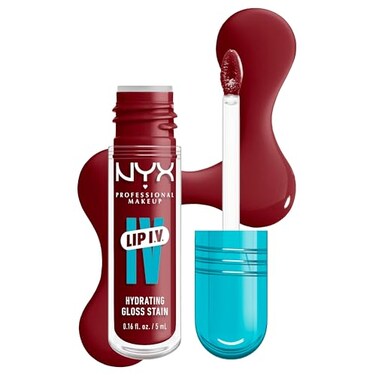 NYX PROFESSIONAL MAKEUP Lip IV Hydrating Glossy Lip Stain with 12HR Hydration Cranberry Splash Red