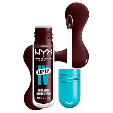 NYX PROFESSIONAL MAKEUP Lip IV Hydrating Glossy Lip Stain with 12HR Hydration Water Bout Wine Red