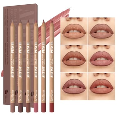 Beauty Glazed 6pcs Nude Brown Lip Liner Makeup Set Waterproof SmudgeProof Matte Pencil LongLasting Durable Smooth Easy Glide NonSmudge Contouring Filling Layering NUDEPINK Set