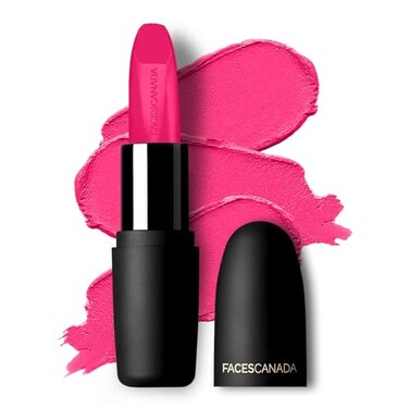 FACESCANADA Weightless Matte Lipstick Fuschia Wave 02 Pink 45g Highly Pigmented Lip Color Smooth One Stroke Glide Moisturizes Hydrates Lips Vitamin E Jojoba Almond Oil Enriched