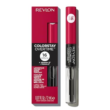 Revlon ColorStay Overtime Liquid Lipstick with Clear Lip Gloss LongLasting Lip Color Dual Ended with Moisturizing Vitamin E 480 Unending Red 007 fl oz