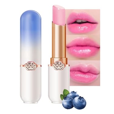 BINGBRUSH Peach Color Changing LipstickMoisturizer Long Lasting Lip Care Lip Balm Magic Lip Gloss Lip Tint Stain Gloss Set for Women 1pc Blueberry
