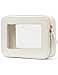 Popvibe Clear Makeup Case White Toiletry Bag Travel Medium Clear Cosmetic Bag with Zipper Small Make Up Bag Organizer Traveling TSA Approved Transparent Bag Car for Essentials