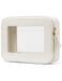 Popvibe Clear Makeup Case White Toiletry Bag Travel Medium Clear Cosmetic Bag with Zipper Small Make Up Bag Organizer Traveling TSA Approved Transparent Bag Car for Essentials