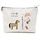 Blue Leaves 40th Birthday Gifts for Women 1986 Birthday Gifts 40 Years Old Makeup Bag Waterproof Linen Beige Zipper Closure Fashion Pattern Cosmetic Case