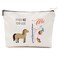 Blue Leaves 40th Birthday Gifts for Women 1986 Birthday Gifts 40 Years Old Makeup Bag Waterproof Linen Beige Zipper Closure Fashion Pattern Cosmetic Case