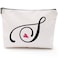 Blue Leaves S Initial Monogram Personalized Travel Makeup BagCosmetic Bag Gifts with Zipper WaterproofMakeup bagLetter S