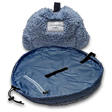 Lay-n-Go LaynGo Cosmo Drawstring Cosmetic Makeup Bag Organizer Portable Drawstring Makeup Bag wZipper Pocket Makeup Loops More Durable Machine Washable Toiletry Bag 20 ComfortBlue