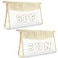 izuzta 2 Pcs Boho Straw Clear Makeup Letter Pouch Sunscreen Pouch for Beach Travel Waterproof Beach Toiletry Sun Bag Accessories for Women