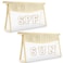 izuzta 2 Pcs Boho Straw Clear Makeup Letter Pouch Sunscreen Pouch for Beach Travel Waterproof Beach Toiletry Sun Bag Accessories for Women