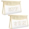 izuzta 2 Pcs Boho Straw Clear Makeup Letter Pouch Sunscreen Pouch for Beach Travel Waterproof Beach Toiletry Sun Bag Accessories for Women