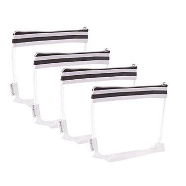 Augbunny Multipurpose Waterproof Clear Vinyl Zippered Toiletry Cosmetics Makeup Pouch With French Tape 4pack
