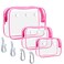 Everfunny 3 Packs Clear Bogg Beach Tote Bag with 4 Pack Insert Hooks Accessories for Bogg Bags Travel Makeup Clean Toiletry Brush Organizer Cosmetic Divider Storage Inner Pouch Rose Red
