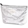 Sminra Makeup Bag Cosmetic bag Silver Preppy Canvas Toiletry Bag for women Cute zipper pouch Organizer Travel accessories Shiny Silver Large
