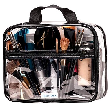 Olanmark Clear Toiletry Bag PVC Makeup Bag Large Transparent Cosmetic Travel Case See Through Packing Cube with Handle Clear Bag with Zipper Plastic Storage Pouch for Women