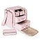 Prokva Travel Makeup Bag with 5 Removable Cases Large Cosmetic Case Make up Organizer with Strap and Multiple Storage Pockets Pink Patented Design